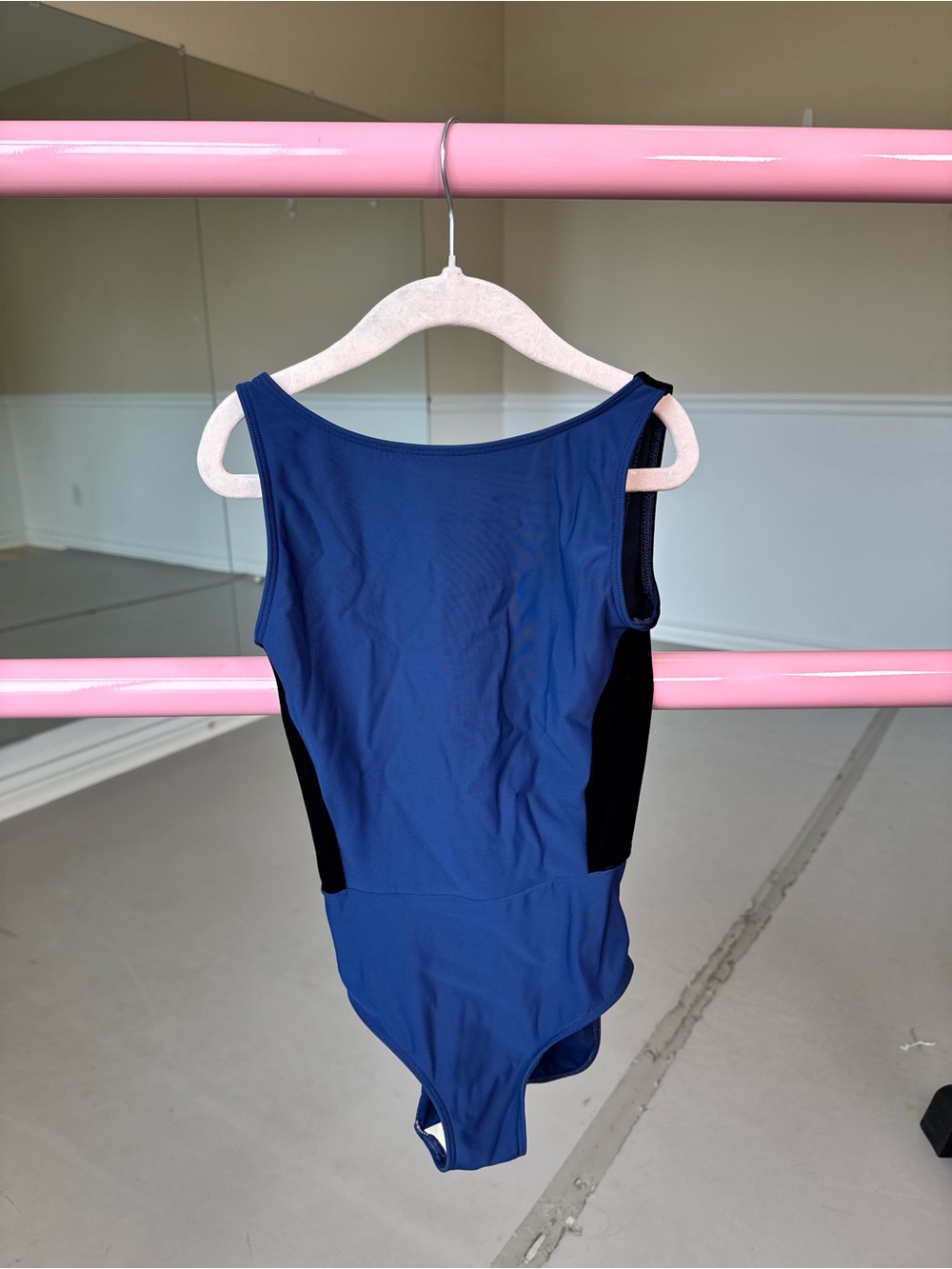 Eleve Dancewear Navy Blue Tank Leotard with Velvet Panels